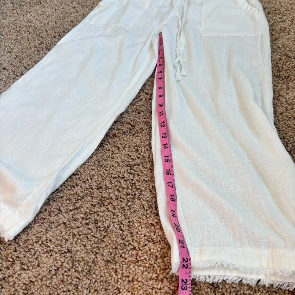 Wide Leg Capri White Drawstring Pants - Picture 7 of 7